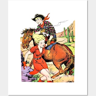 Saving Cowboys Cowgirl Western Broncho Bill Vintage Comic Book Posters and Art